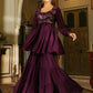 Janasya Purple Georgette Sequined Tunic & Bottom | Swadesiicart