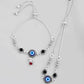 VOJ Set of 2 Silver Plated Evil Eye HandCrafted Adjustable Anklet - Swadesiicart