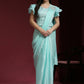 Light Blue Silk Satin Sequence Work Ready to Wear Saree with stitched Blouse - Nirvana | Swadesiicart