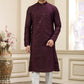 Raivat Ethnic Banarasi Art Silk Thread and Mirror Work Kurta Pajama In Wine Colour | Swadesiicart