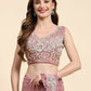 Pink Lycra Solid Ready to wear Saree with stitched Blouse - Vanita | Swadesiicart