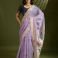 Vishnu Weaves Women's Lavender Muga Cotton Thread Woven Butti with Blouse - Swadesiicart