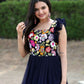 Jyoti Fashion Women's Blue Sequins Embroidery Faux Blooming Anarkali Dress | Swadesiicart