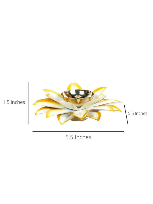 CraftVatika Gold-Toned Lotus Shaped Diya For Pooja | Swadesiicart