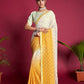 Vamsee Yellow & White Georgette Designer Saree - Swadesiicart