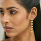 Nuyug 18K Gold-Plated Crystal Stone Studded Triangular Drop Sleek Earrings | Swadesiicart