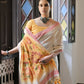 Vishnu Weaves Women's Red Muga Cotton Saree with Blouse - Swadesiicart