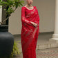 Vishnu Weaves Women's Red Linen Silk Zari Weaving Saree with Blouse - Swadesiicart