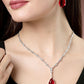 NVR Women's Silver-Plated Red Artificial Stones Studded Handcrafted Jewellery Set - NR Retail-NVR