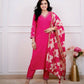 The52 Pink Women's Beautiful Viscose Silk Fabric Embroidered Work Straight Kurta Pant and Dupatta Set - Swadesiicart