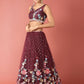 House of Panchhi Burgundy Net Multi colour Thread & Sequinse Work Lehenga & Blouse, Dupatta | Swadesiicart