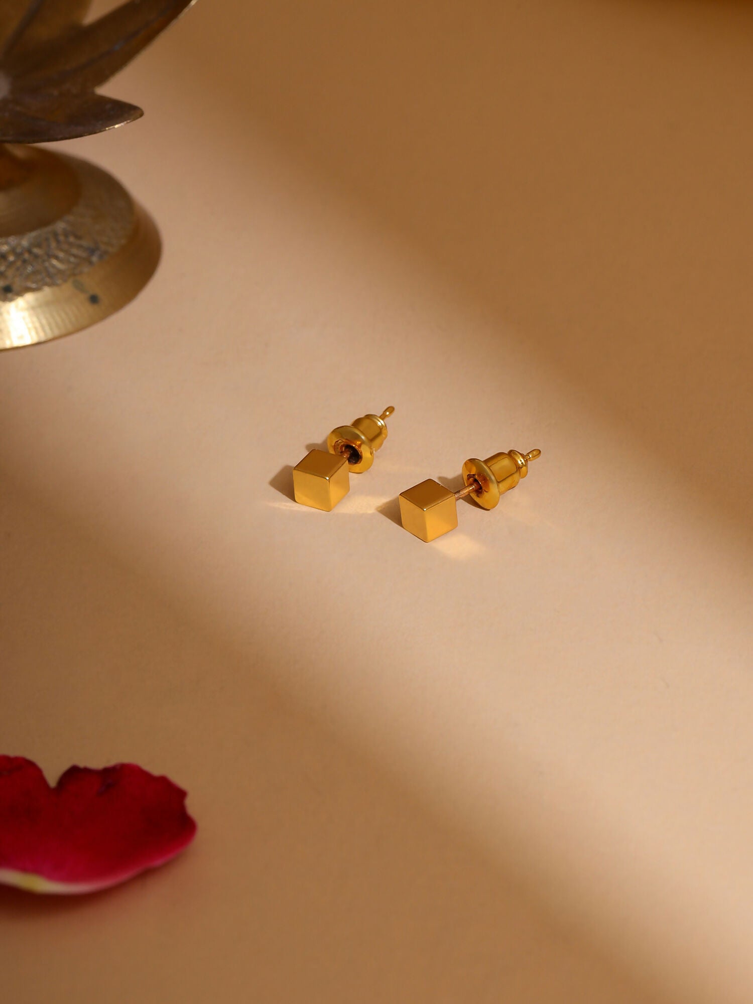 Ruby Raang Golden Square Studs | Swadesiicart