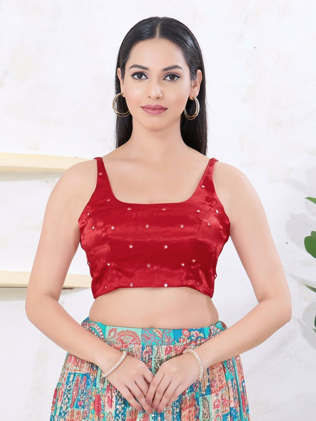 Joban Fashion Maroon Gajji Silk Sleeveless Back Open Blouse - Swadesiicart
