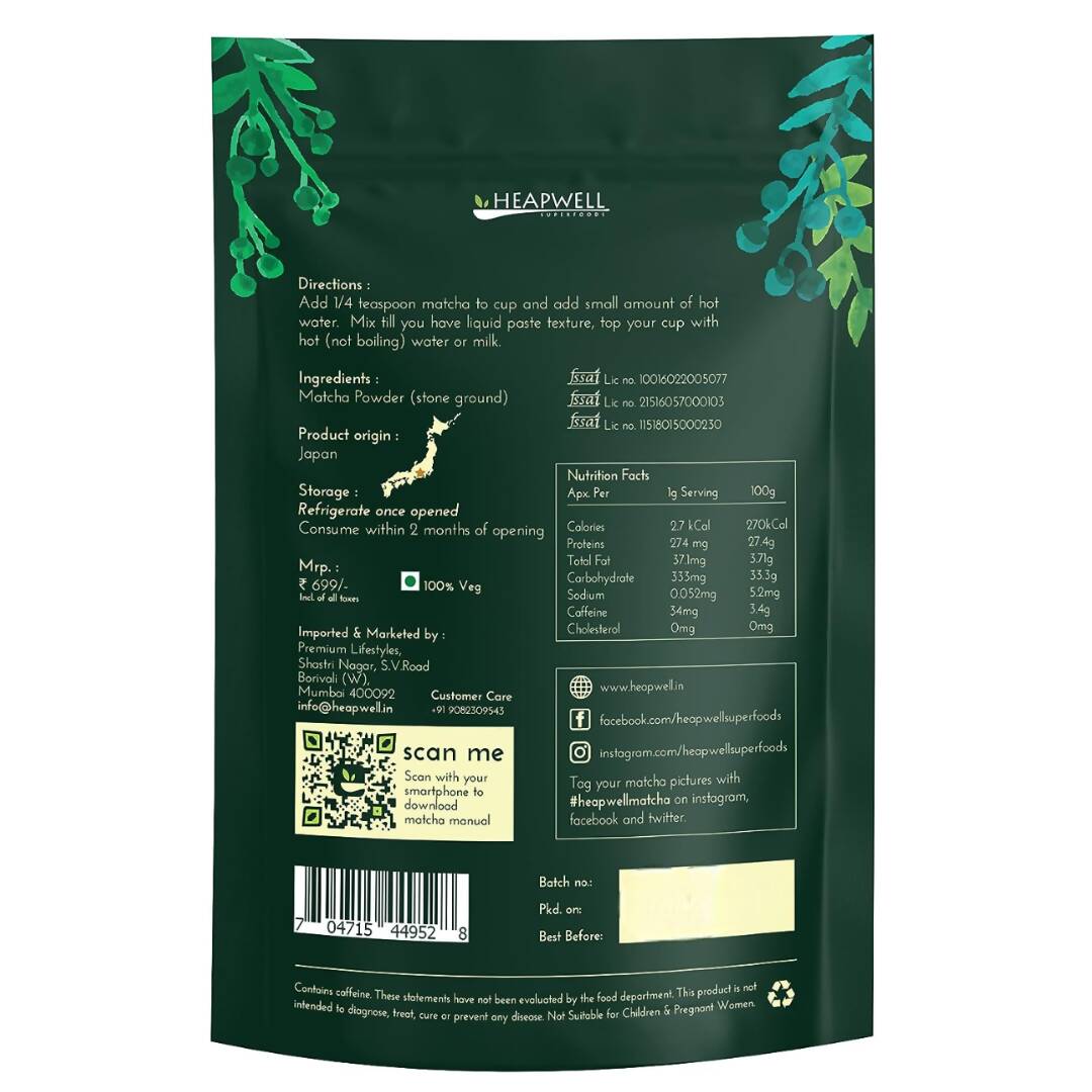 Heapwell Superfoods Japanese Matcha Green Tea Powder | Swadesiicart