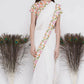 Little Bansi Floral Print Ready To Wear Saree And Floral Blouse - White | Swadesiicart