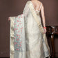 Morchari Beige Banarasi Tissue Computer Embroidery Saree Unstitched Blouse | Swadesiicart
