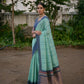 Vishnu Weaves Women's Sea-Green Raw Silk Saree with Blouse - Swadesiicart