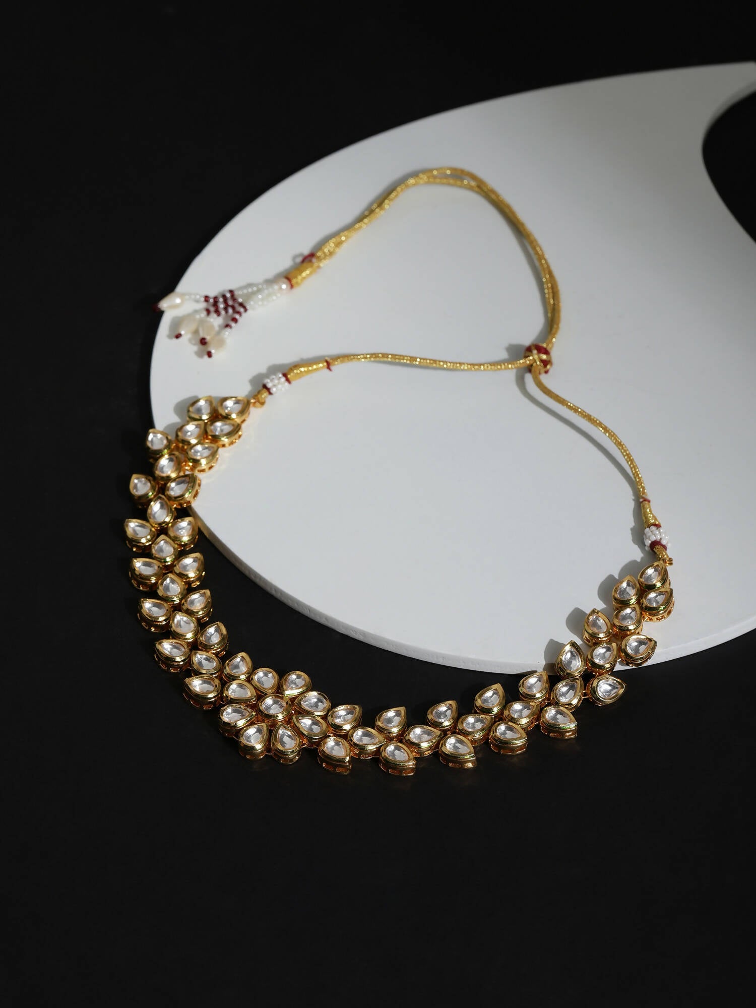 White Brass Gold-Polished Necklace - Ruby Raang | Swadesiicart