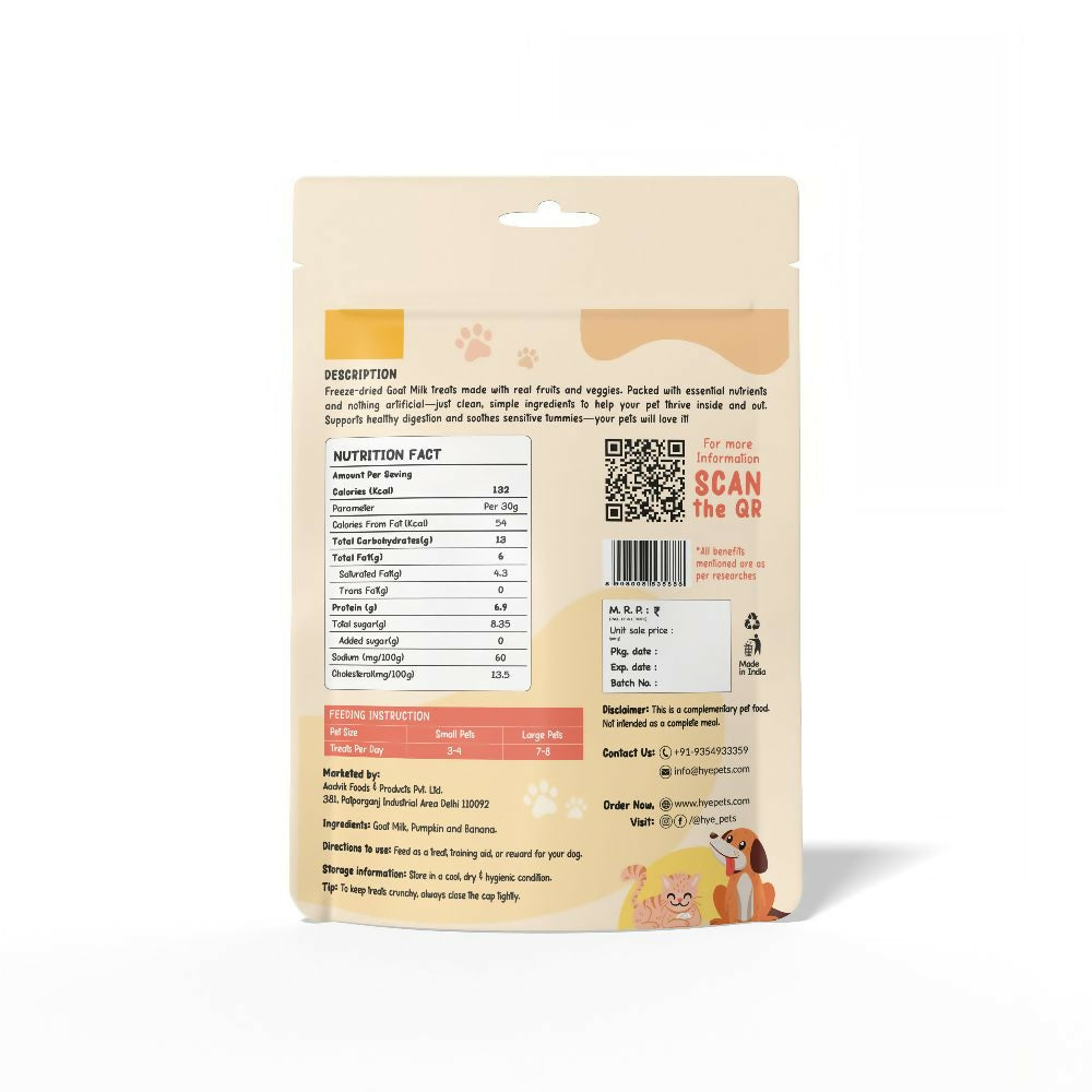 Hye Pets Super Treats For Super Pets – Freeze Dried Treats Made With Goat Milk, Pumpkin & Banana - Swadesiicart