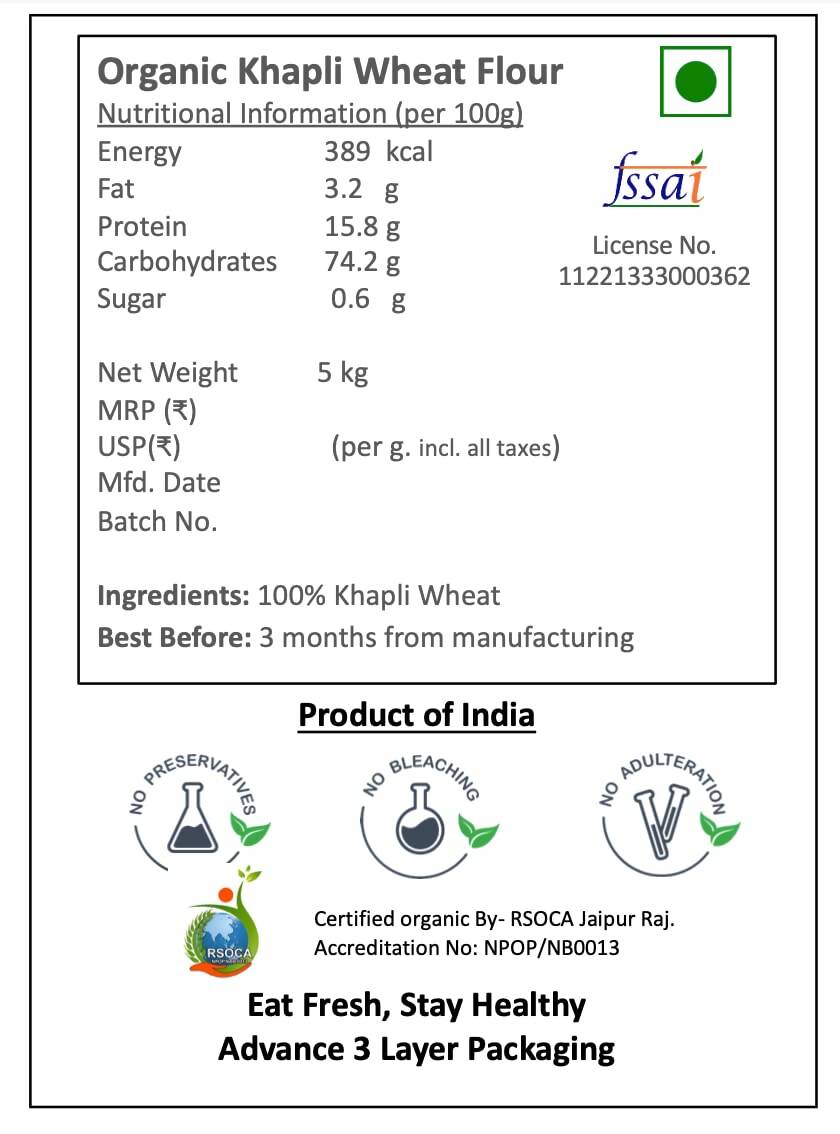 Earthen Story Certified Organic Khapli Wheat Flour - Swadesiicart