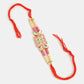 NVR Men Pink & Gold-Toned Kundan-Studded Rakhi With Roli Chawal | Swadesiicart