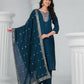 Ethnic Festive Wear Chanderi Rama Stitched Suit With Dupatta - Tanisha | Swadesiicart