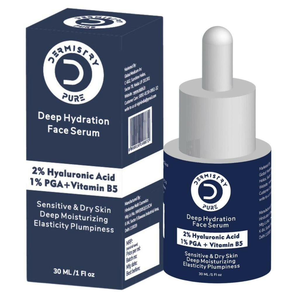 Dermistry Pure 2% Hyaluronic Acid 5% PGA Vit B5 Moisturiser Face Serum For Sensitive & Dry Skin - Swadesiicart