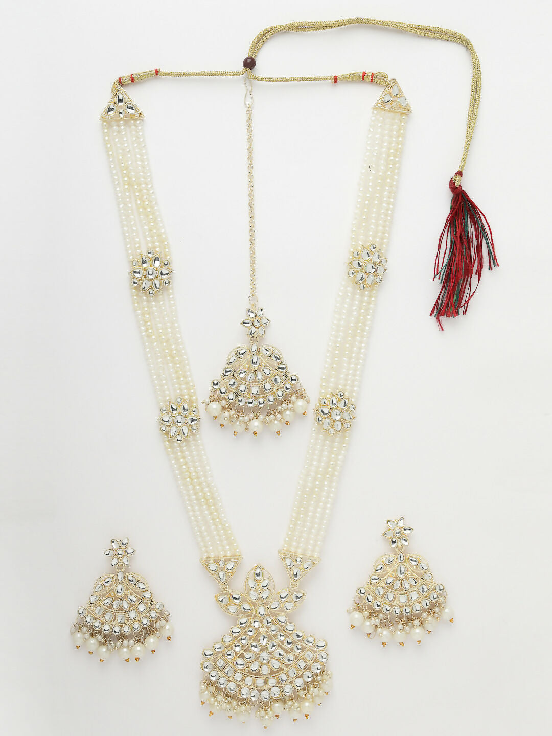 NVR Women's Gold-Polished Kundan-Studded Chandbali Earrings | Swadesiicart