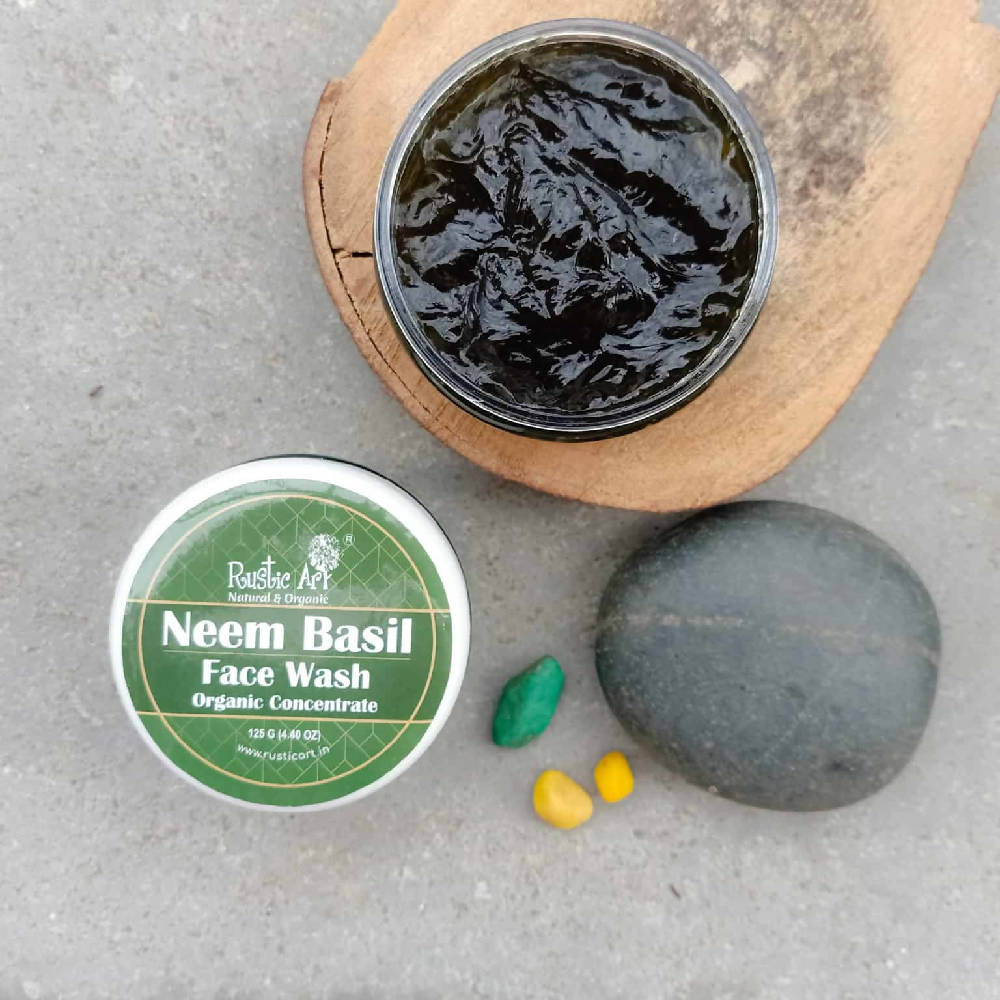 Rustic Art Neem Basil Face Wash Organic Concentrate - Swadesiicart