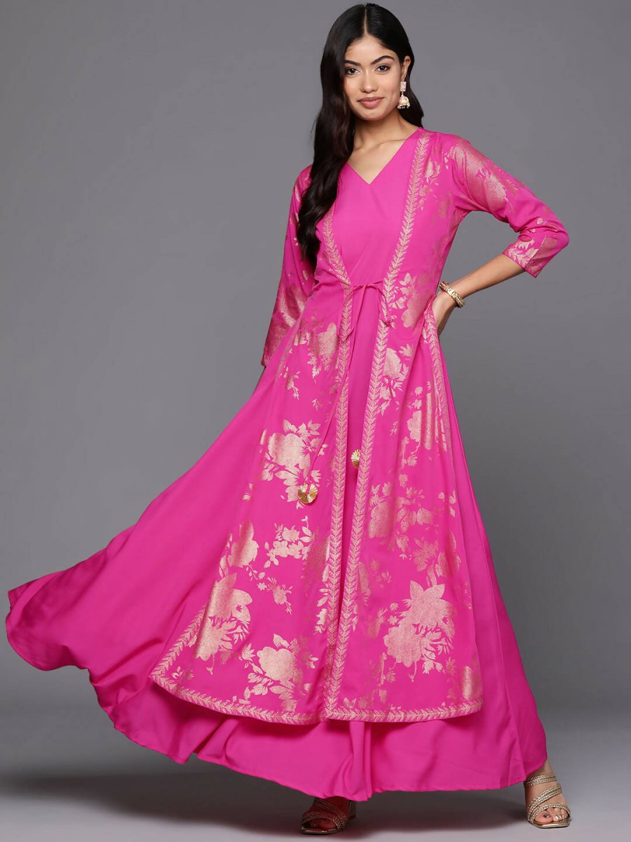 Ahalyaa Women's Traditional wear Ethnic Dress - Pink | Swadesiicart