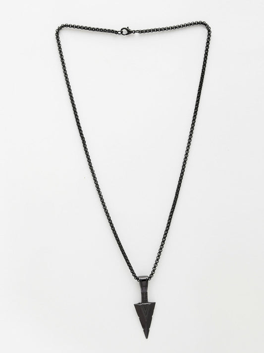 NVR Men's Black Rhodium-Plated Arrow-Shaped Pendant With Chain - Swadesiicart