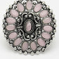NVR Women's Pink Silver-Plated Circular Shape Adjustable Finger Ring | Swadesiicart