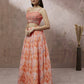 House of Panchhi Peach Organza Floral Printed Lehenga choli & Dupatta | Swadesiicart