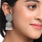 NVR Women Silver Toned Dome Shaped Jhumkas Earrings | Swadesiicart