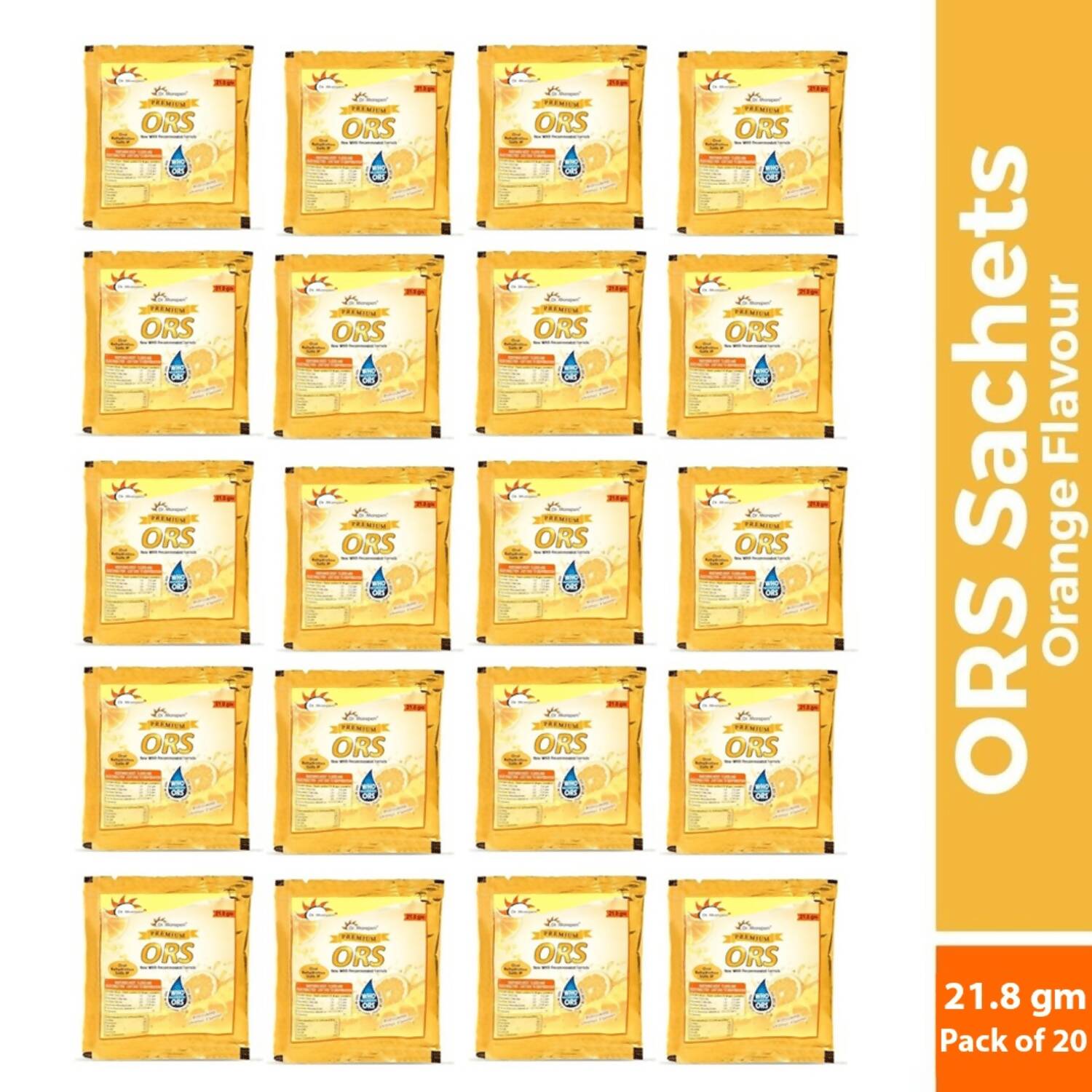 Dr. Morepen ORS Powder Sachets, Liquid Hydration Drink - Orange Flavour - Swadesiicart