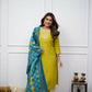 The52 Lemon Beautiful Embroidered Viscose Chanderi Fabric Straight Kurta Pant with Dupatta Set - Swadesiicart