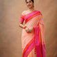 Exclusive Collection Light Orange Beautiful Khadi Cotton Handloom Saree - Swadesiicart
