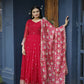 Aayaa Designer Embroidery Zari Sequins-Work Faux Blooming Georgette Suit - Red