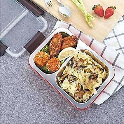 Stainless Steel Lunch Box Removable Stainless Steel in 2 Compartments - Swadesiicart