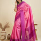 Vishnu Weaves Women's Pink Raw Silk Thread Woven Saree with Blouse - Swadesiicart