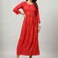 Juniper Women's Red Festive Printed Flared Dress | Swadesiicart