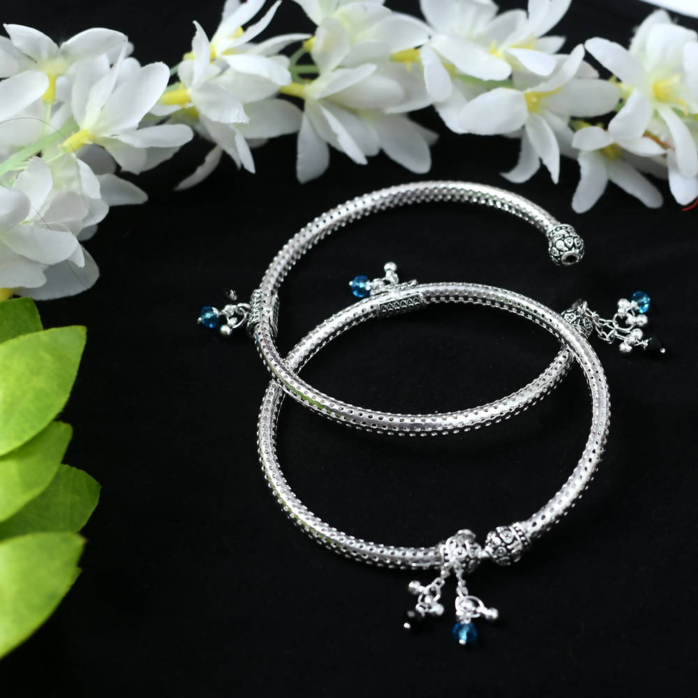 Mominos Fashion Kamal Johar Oxidised Silver Kadiyam Style Anklets | Swadesiicart