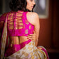DEIANA'S Beautiful Designer Golden zari Soft Lichi Silk Saree - White - Swadesiicart