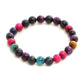 Red Carnelian, Lapis Lazuli, Amethyst and Green Avanturine Multicoloured Black Toned crystal bracelet - Ruby Raang | Swadesiicart