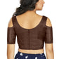 Aastha Fashion Women's Coffee Art Silk Cold Shoulder Sleeve Readymade Blouse