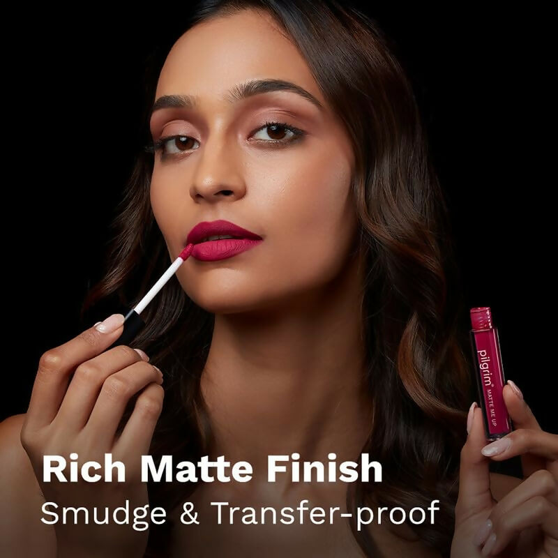 Pilgrim Liquid Matte Lipstick with Hyaluronic Acid - Pink Climax - Swadesiicart