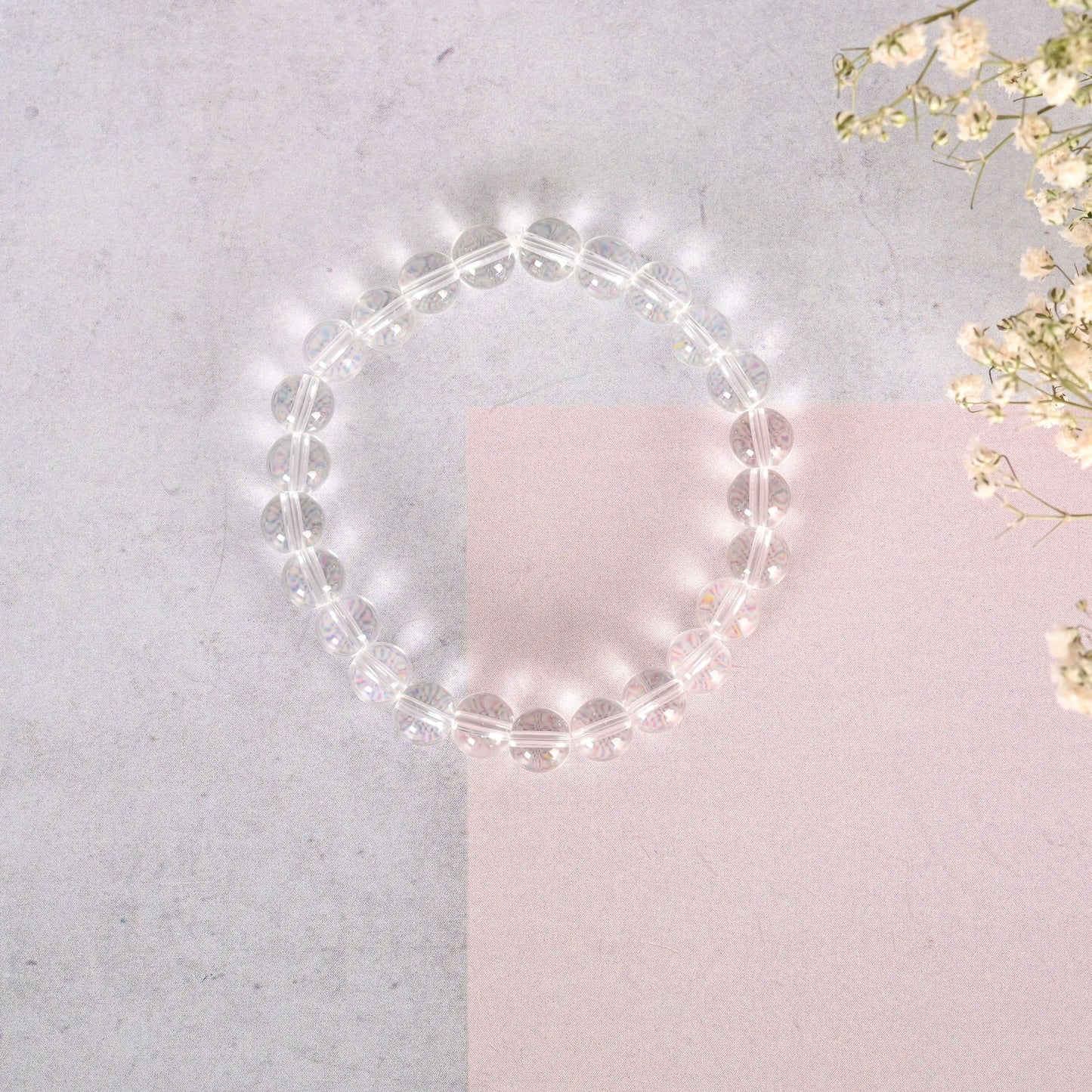 NVR Men & Women Transparent Beaded Elasticated Bracelet - Swadesiicart