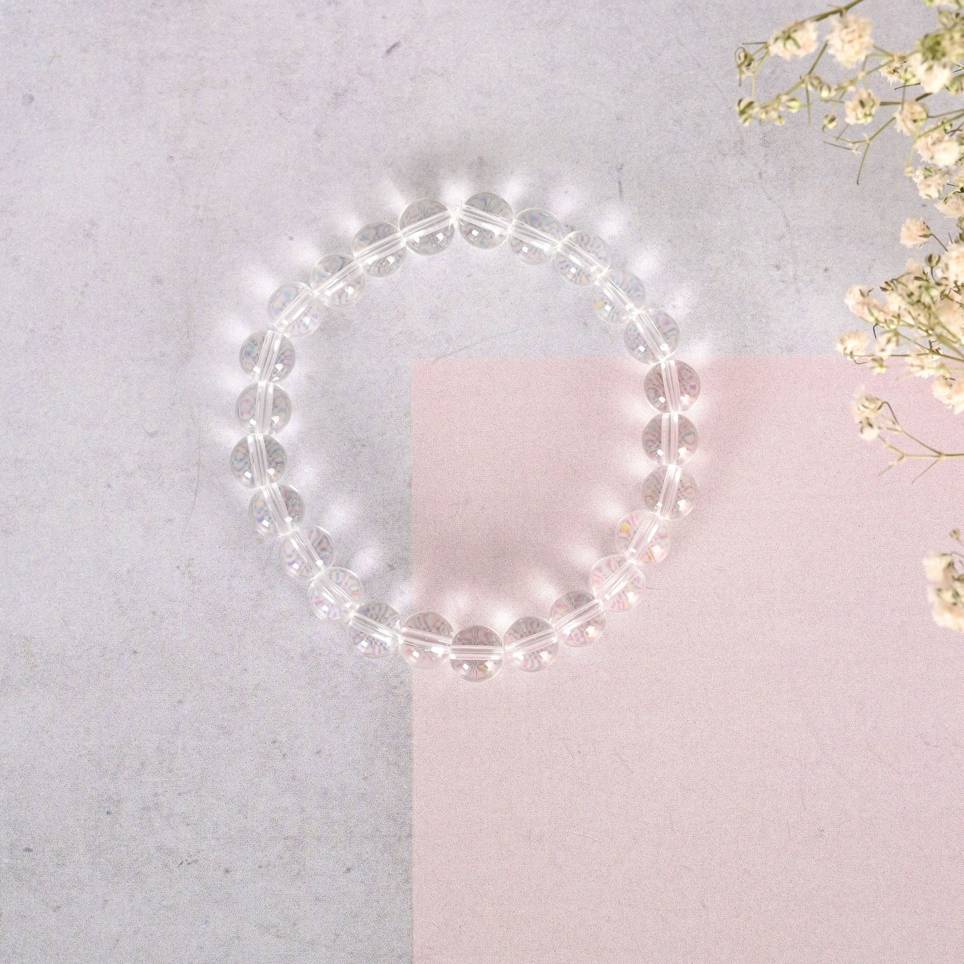 NVR Men & Women Transparent Beaded Elasticated Bracelet - Swadesiicart