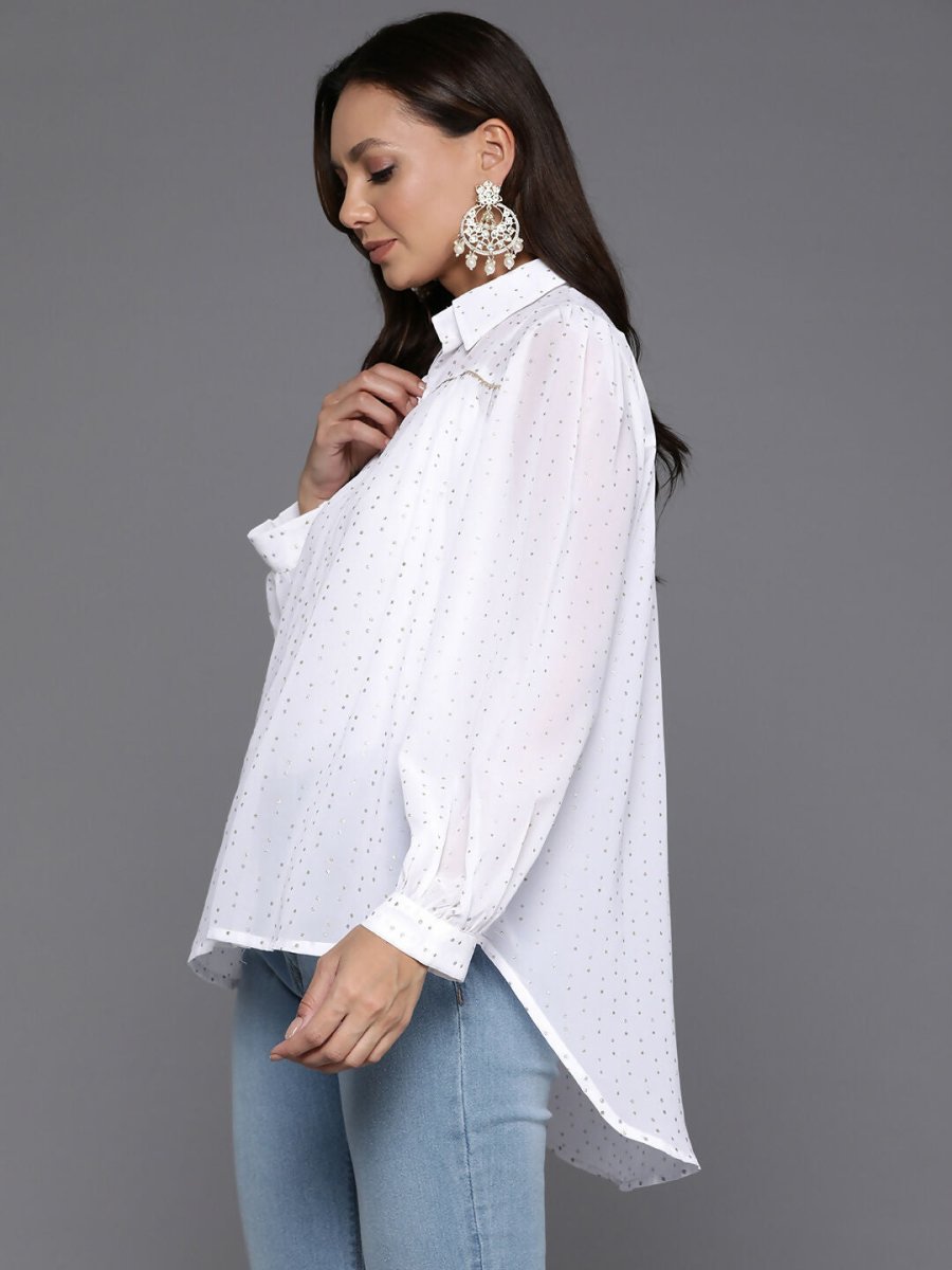Ahalyaa Women's Traditional Wear Tunic - White | Swadesiicart