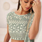 Aastha Fashion Turquoise Green Butterfly Net White Cotton Thread Work, Zari Work And Sandwich Sequence Work Embroidery Wedding Wear Lehenga Choli